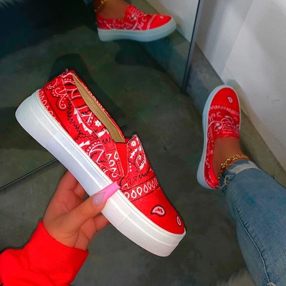 Shoes - 🔥🔥Lucky Bandana Slip on sneaker Red 🔥🔥